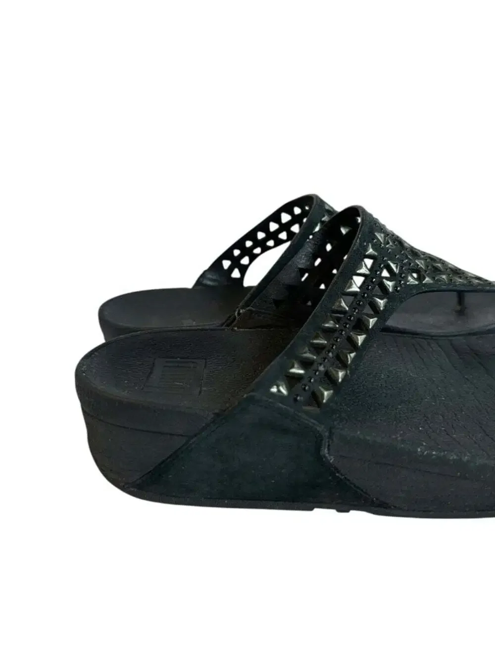 FitFlop Carmel Toe Post Sandals Black Size 6 Studded Comfort Walking Shoes